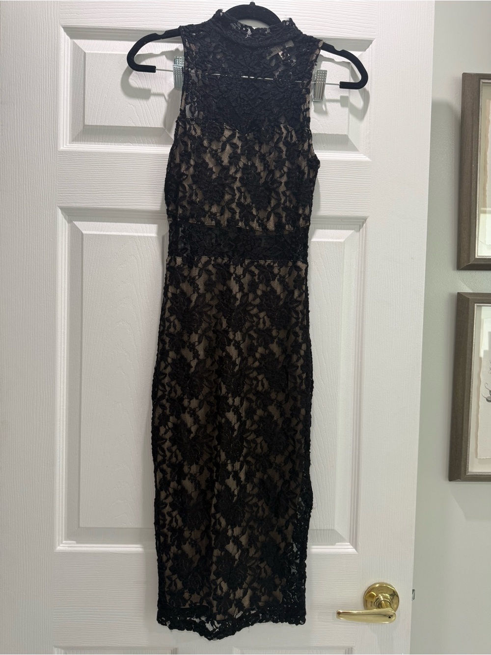 Love Fire Black Lace Sleeveless Midi Dress size extra small